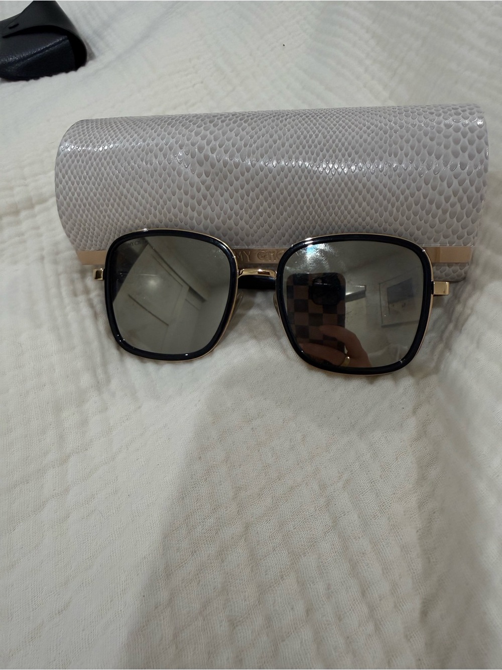 Jimmy Choo Black and Gold Square Sunglasses